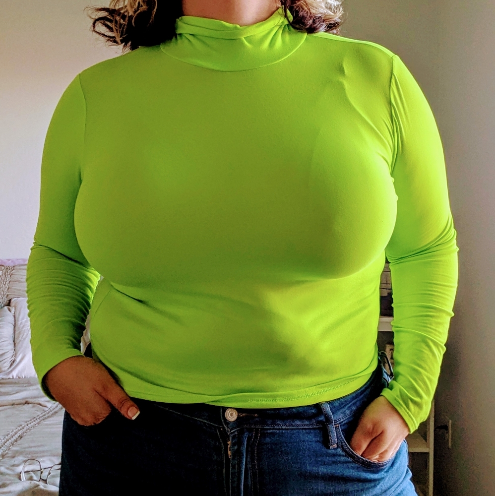 Smoke & Mirrors Neon Green (Brat) Turtle Neck